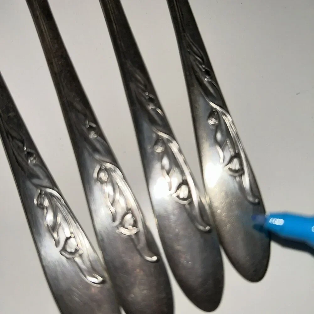 Vtg Carlton Fork Set Silver Plate 4 FLAWED Heavy scratched ,tarnished Unpolished
